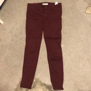 Maroon Abercrombie and Fitch Jeggings
